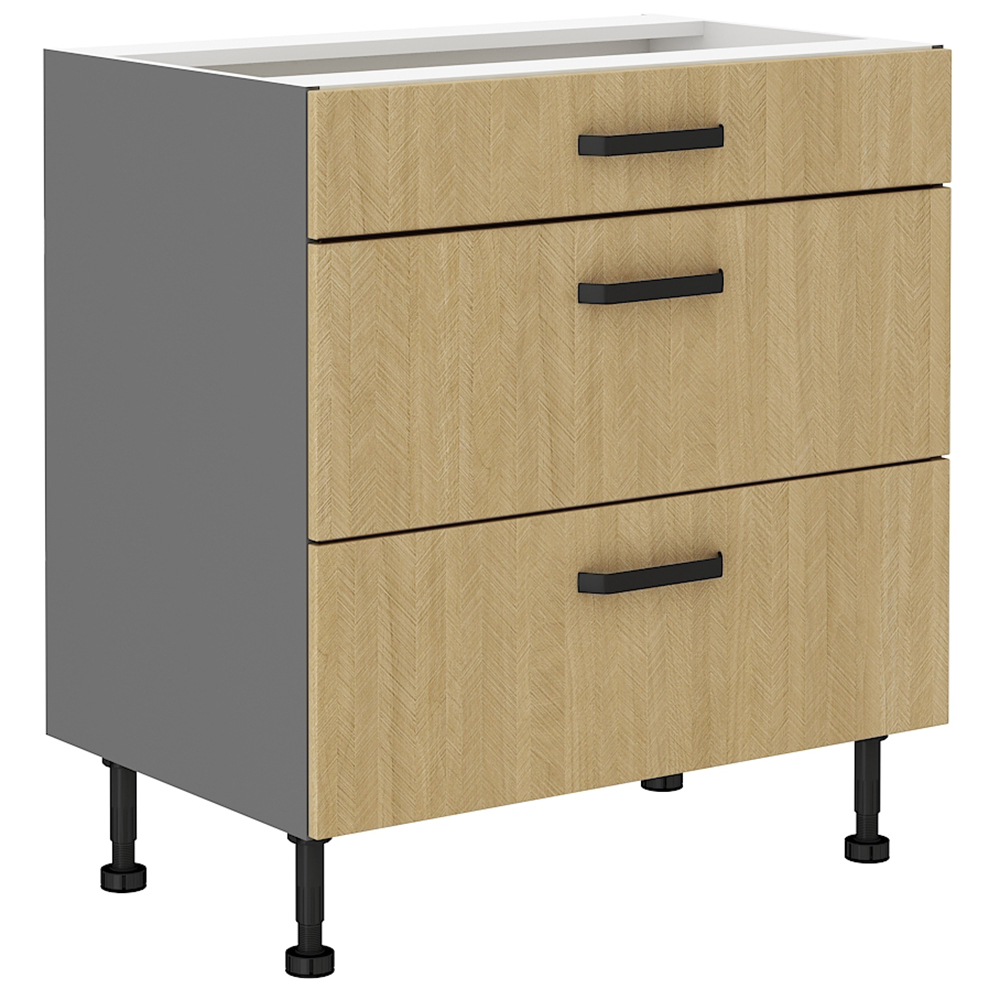 SCANDI sc | dolní skříňka 80 D 3S se zásuvkami PREMIUM BOX | 80 cm | šedá/rybí kost