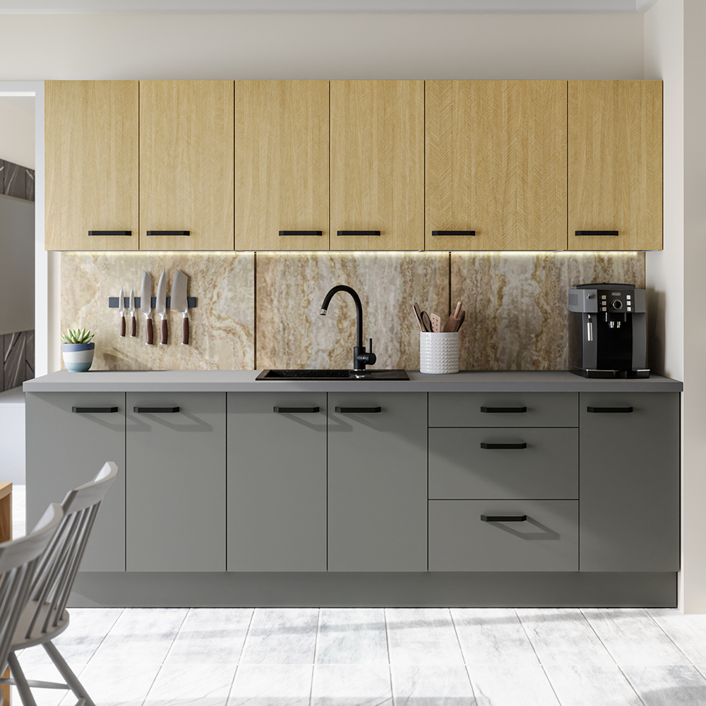 SCANDI sc | dolní skříňka 60 D 3S se zásuvkami PREMIUM BOX | 60 cm | šedá/rybí kost