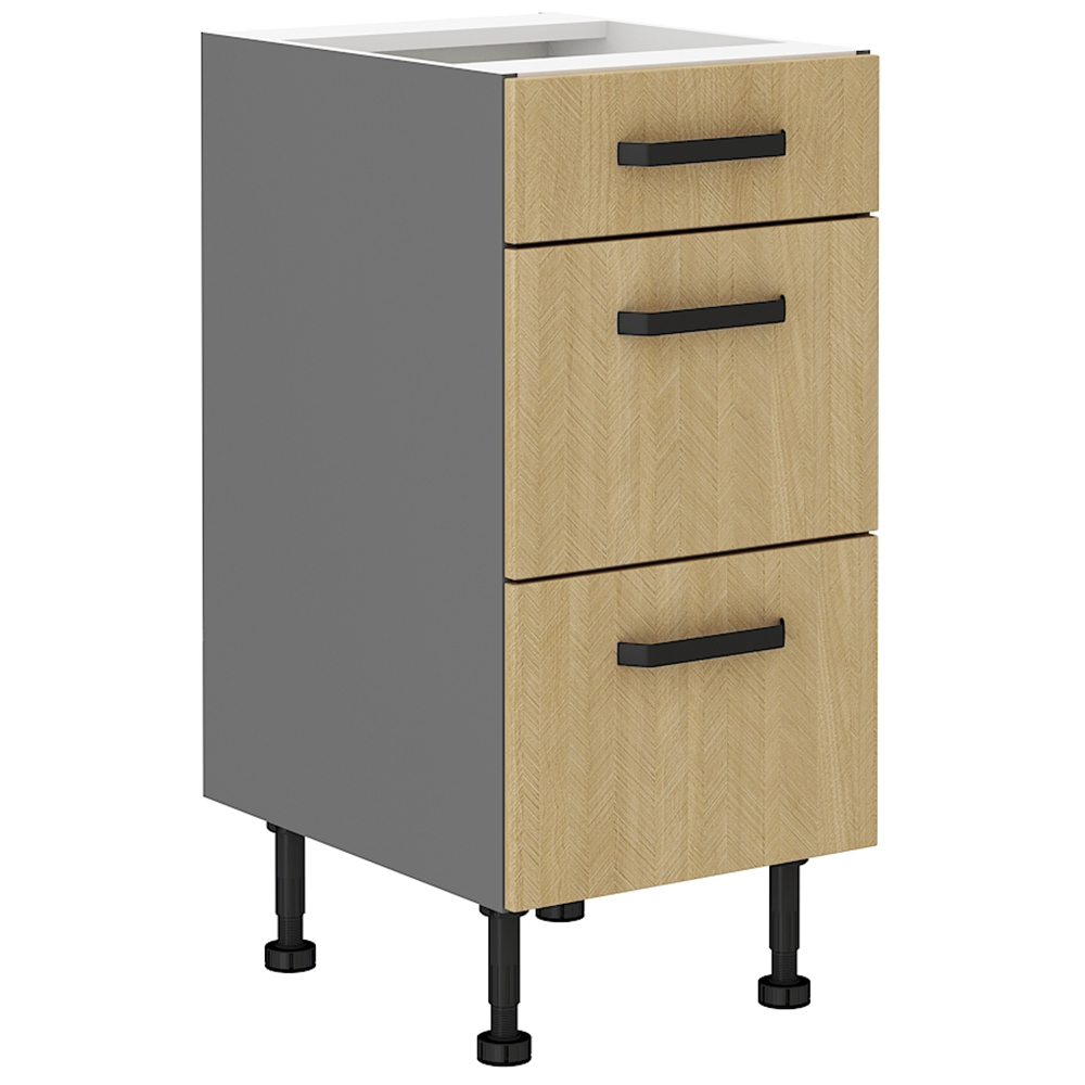 SCANDI sc | dolní skříňka 40 D 3S se zásuvkami PREMIUM BOX | 40 cm | šedá/rybí kost