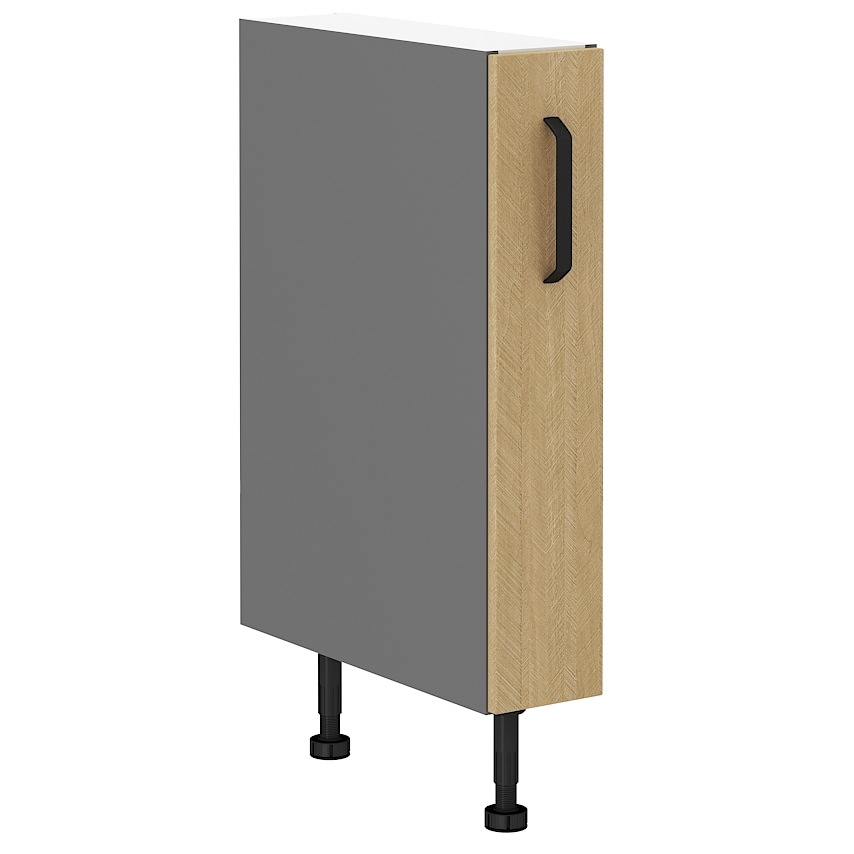 SCANDI sc | dolní skříňka 15 D CARGO s výsuvnou drátěnou policí | 15 cm | šedá/rybí kost