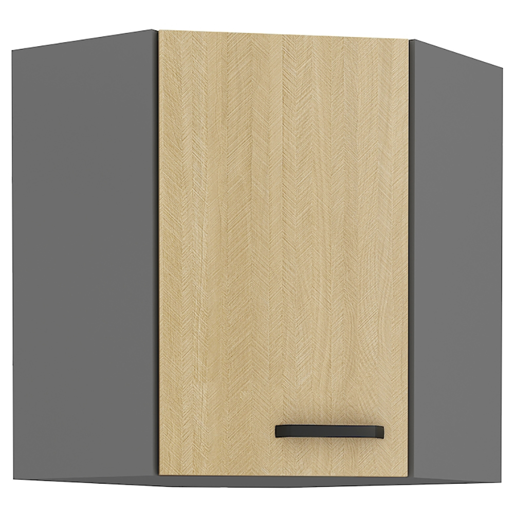 SCANDI sc | horní skříňka rohová 60x60 GN-72 1F 45° s policemi | 60x60 cm | šedá/rybí kost