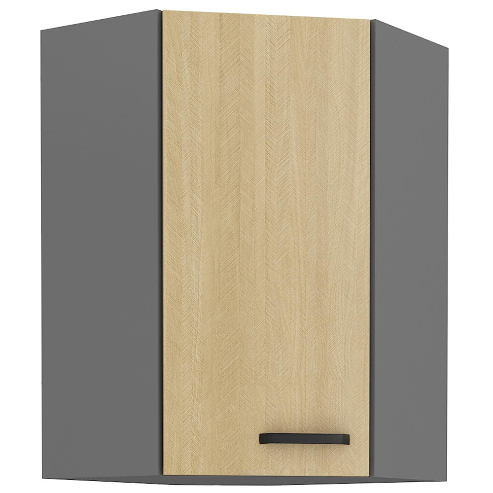 SCANDI sc | horní skříňka rohová 60x60 GN-90 1F 45° s policemi | 60x60 cm | šedá/rybí kost