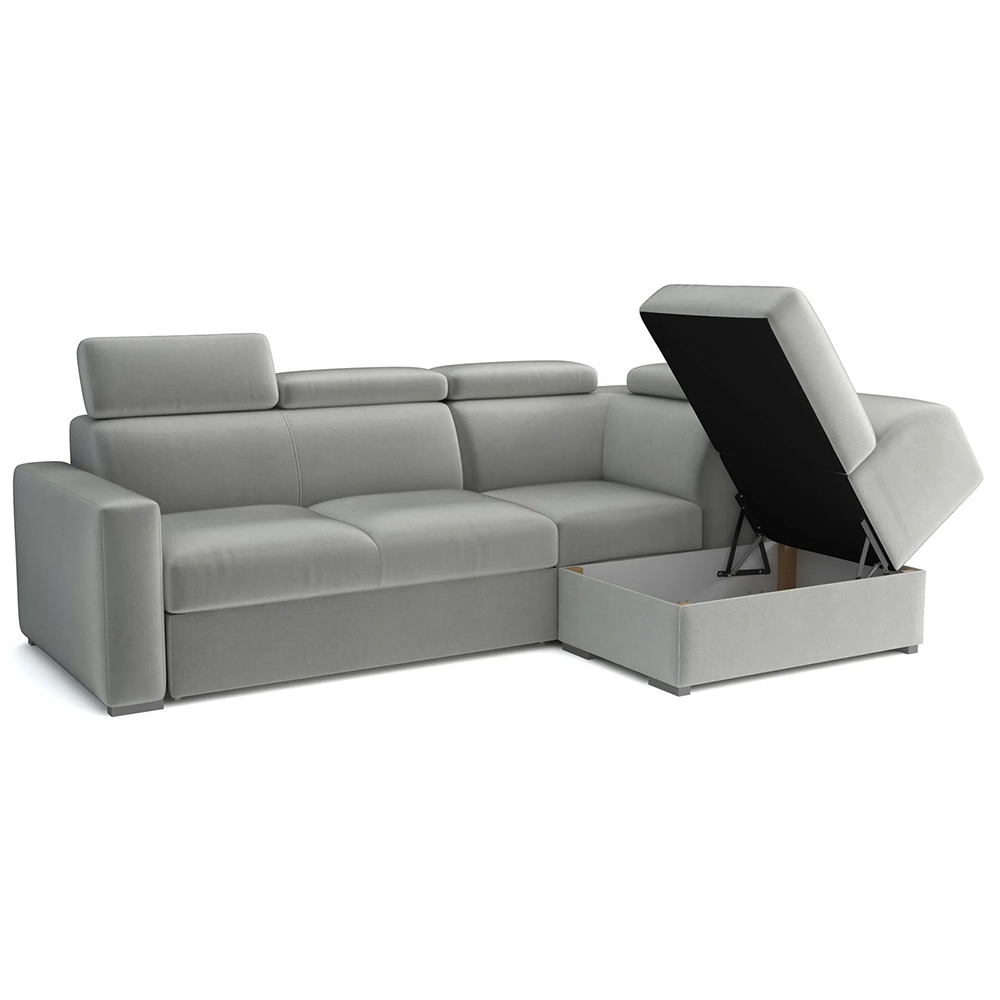 Sedací souprava PEDRO L | 250x167 cm | PRAVÁ | rozkládací + úložný prostor | polohovatelné záhlavníky | VÝBĚR TKANIN