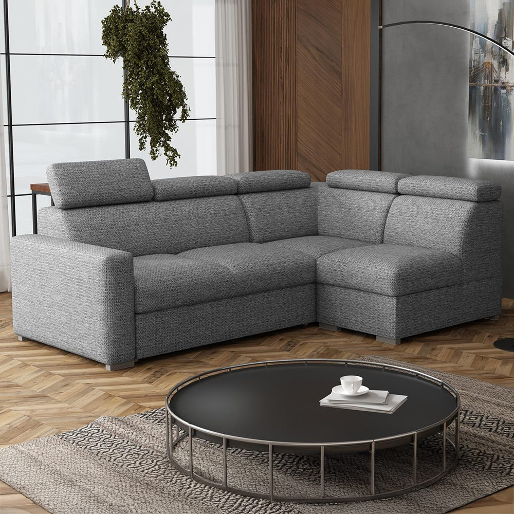 Sedací souprava PEDRO L | 250x167 cm | PRAVÁ | rozkládací + úložný prostor | polohovatelné záhlavníky | VÝBĚR TKANIN