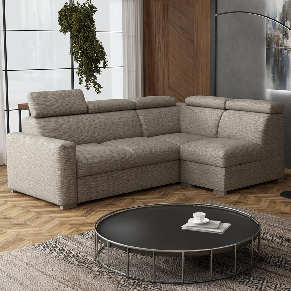 Sedací souprava PEDRO L | 250x167 cm | PRAVÁ | rozkládací + úložný prostor | polohovatelné záhlavníky | VÝBĚR TKANIN