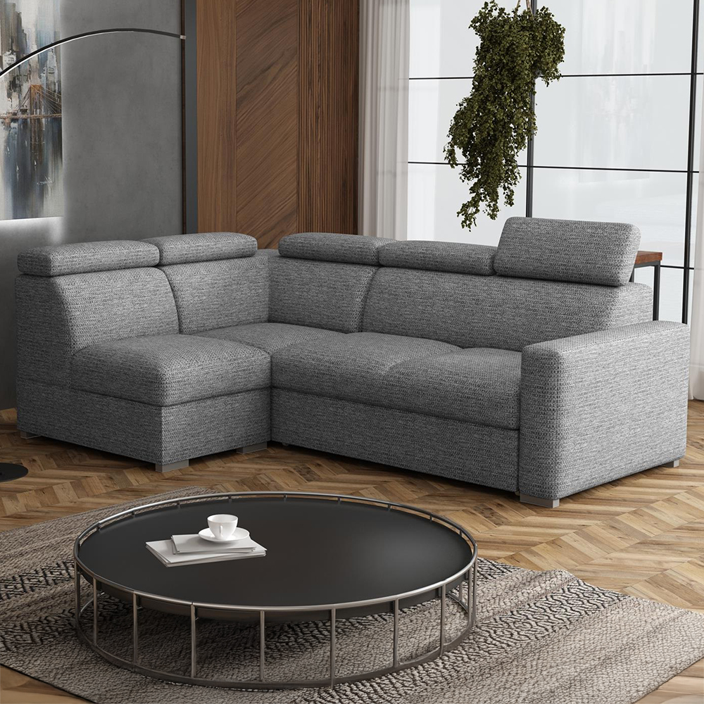 Sedací souprava PEDRO L | 167x250 cm | LEVÁ | rozkládací + úložný prostor | polohovatelné záhlavníky | VÝBĚR TKANIN