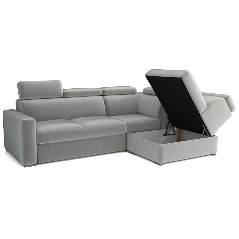 Sedací souprava PEDRO L | 250x188 cm | PRAVÁ | rozkládací + úložný prostor | polohovatelné záhlavníky | VÝBĚR TKANIN