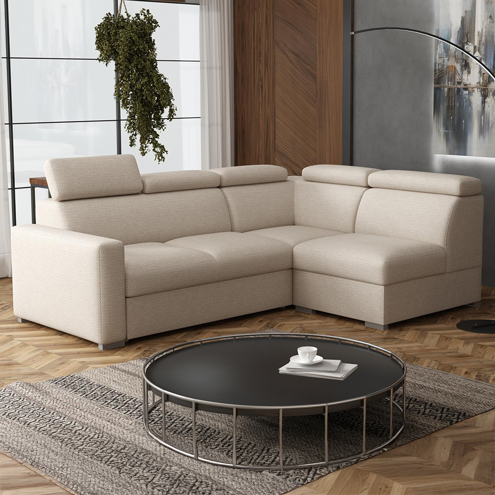 Sedací souprava PEDRO L | 250x188 cm | PRAVÁ | rozkládací + úložný prostor | polohovatelné záhlavníky | VÝBĚR TKANIN