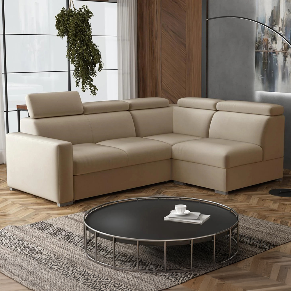 Sedací souprava PEDRO L | 250x188 cm | PRAVÁ | rozkládací + úložný prostor | polohovatelné záhlavníky | VÝBĚR TKANIN