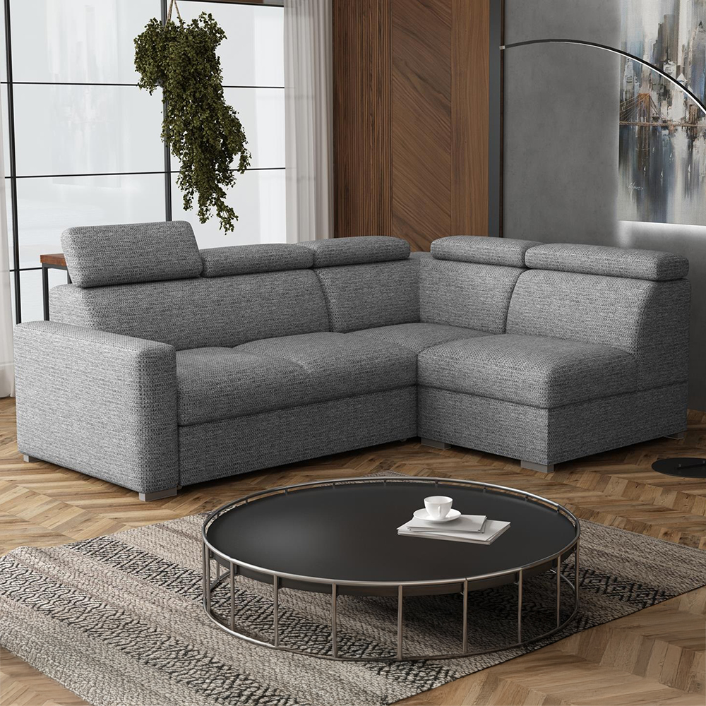 Sedací souprava PEDRO L | 250x188 cm | PRAVÁ | rozkládací + úložný prostor | polohovatelné záhlavníky | VÝBĚR TKANIN