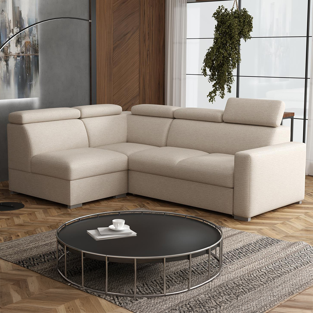 Sedací souprava PEDRO L | 188x250 cm | LEVÁ | rozkládací + úložný prostor | polohovatelné záhlavníky | VÝBĚR TKANIN