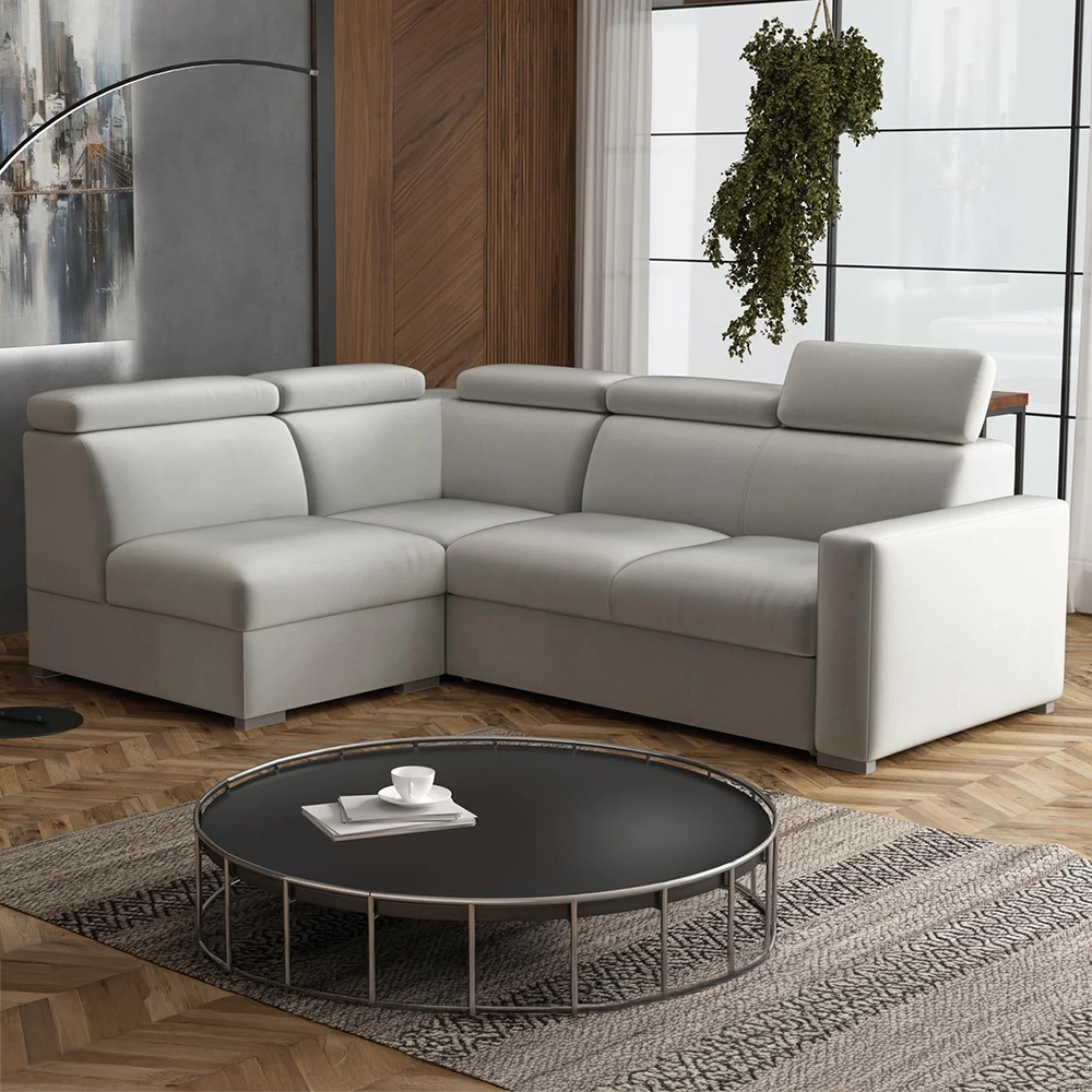 Sedací souprava PEDRO L | 188x250 cm | LEVÁ | rozkládací + úložný prostor | polohovatelné záhlavníky | VÝBĚR TKANIN