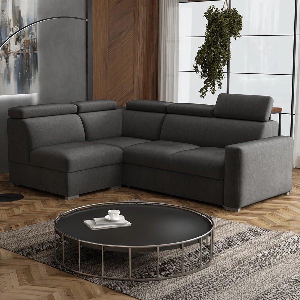 Sedací souprava PEDRO L | 188x250 cm | LEVÁ | rozkládací + úložný prostor | polohovatelné záhlavníky | VÝBĚR TKANIN