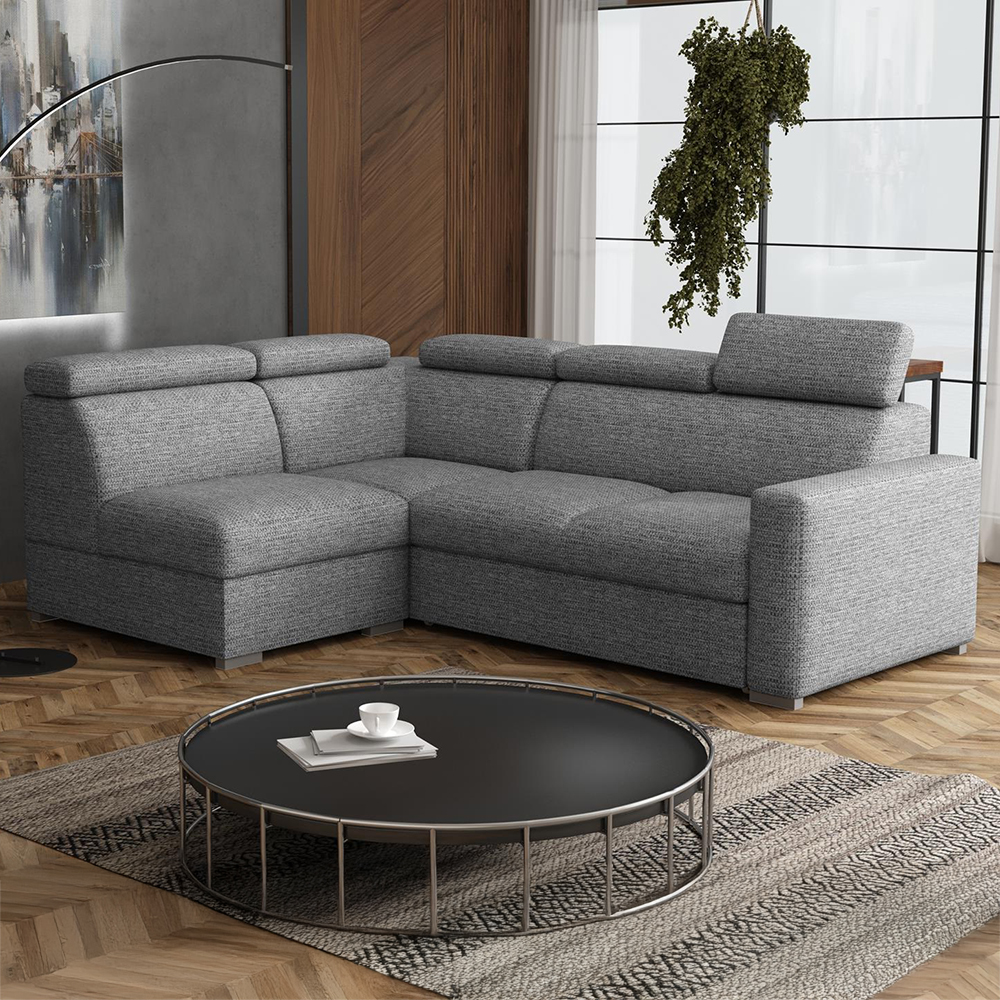 Sedací souprava PEDRO L | 188x250 cm | LEVÁ | rozkládací + úložný prostor | polohovatelné záhlavníky | VÝBĚR TKANIN