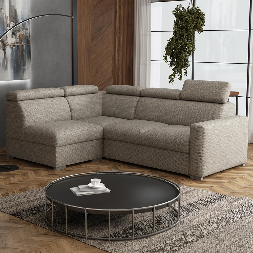 Sedací souprava PEDRO L | 188x250 cm | LEVÁ | rozkládací + úložný prostor | polohovatelné záhlavníky | VÝBĚR TKANIN