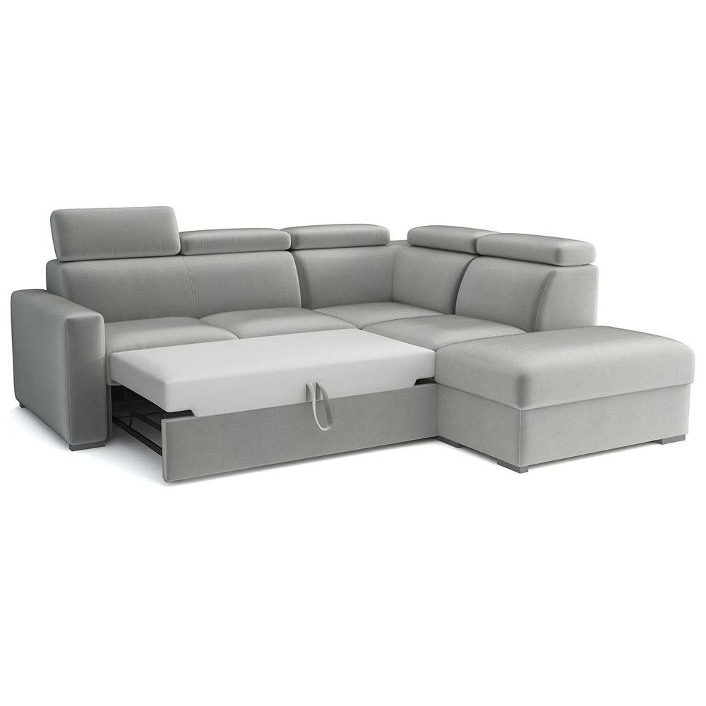 Sedací souprava PEDRO L | 250x230 cm | PRAVÁ | rozkládací + úložný prostor | polohovatelné záhlavníky | VÝBĚR TKANIN