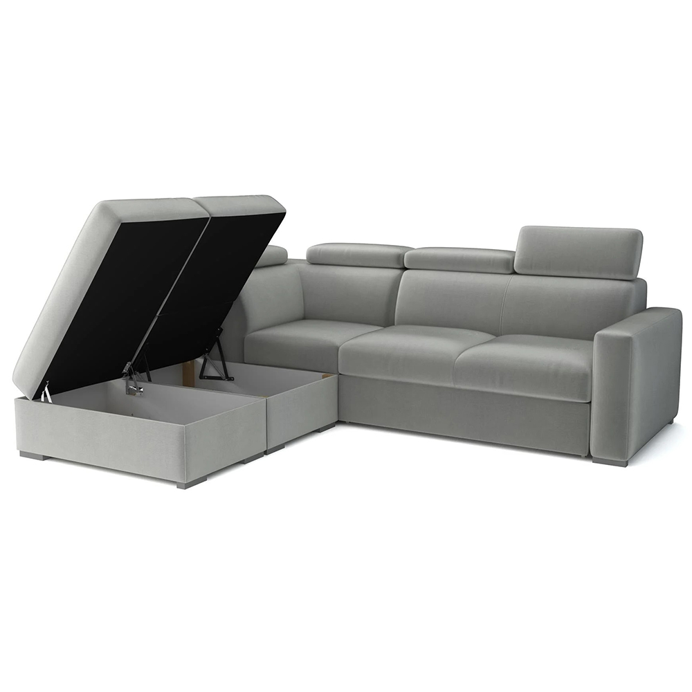 Sedací souprava PEDRO L | 230x250 cm | LEVÁ | rozkládací + úložný prostor | polohovatelné záhlavníky | VÝBĚR TKANIN