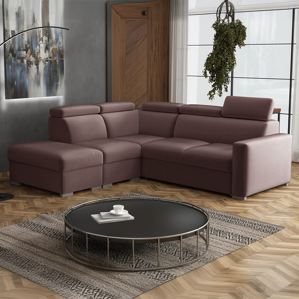 Sedací souprava PEDRO L | 230x250 cm | LEVÁ | rozkládací + úložný prostor | polohovatelné záhlavníky | VÝBĚR TKANIN