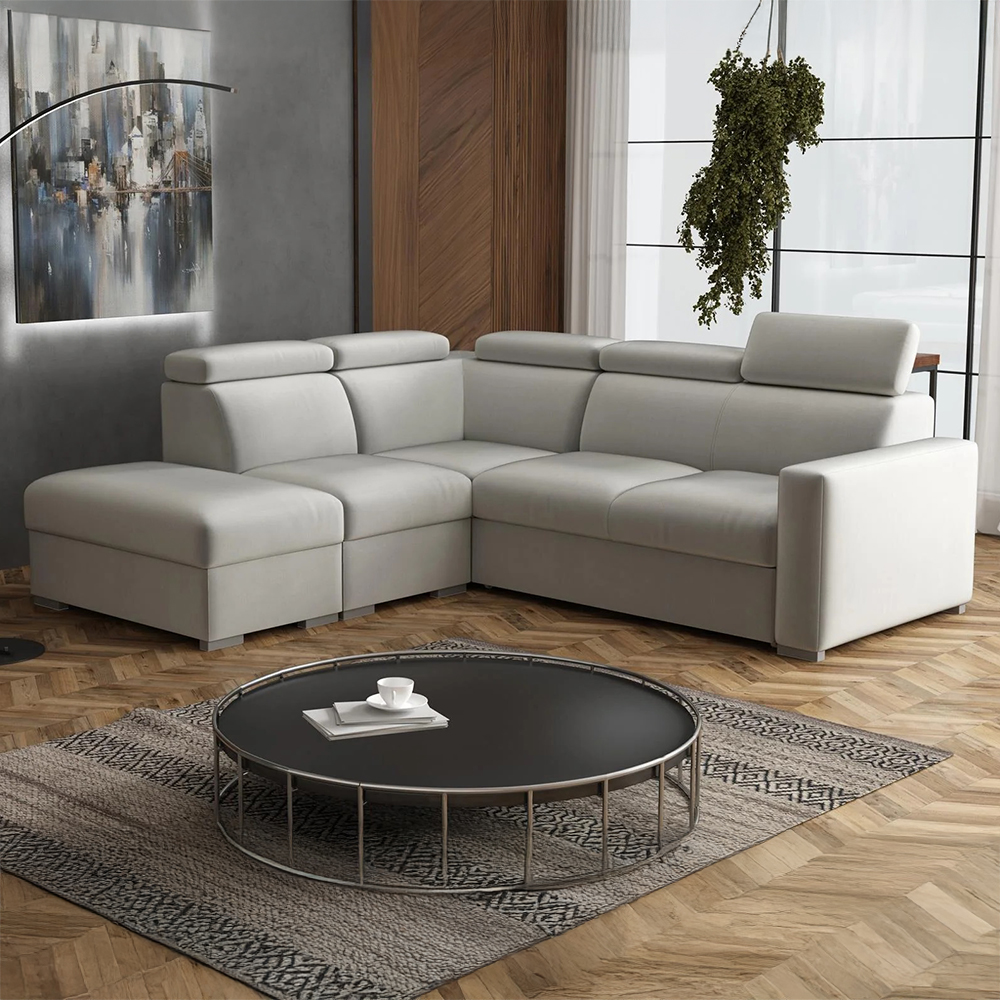 Sedací souprava PEDRO L | 230x250 cm | LEVÁ | rozkládací + úložný prostor | polohovatelné záhlavníky | VÝBĚR TKANIN