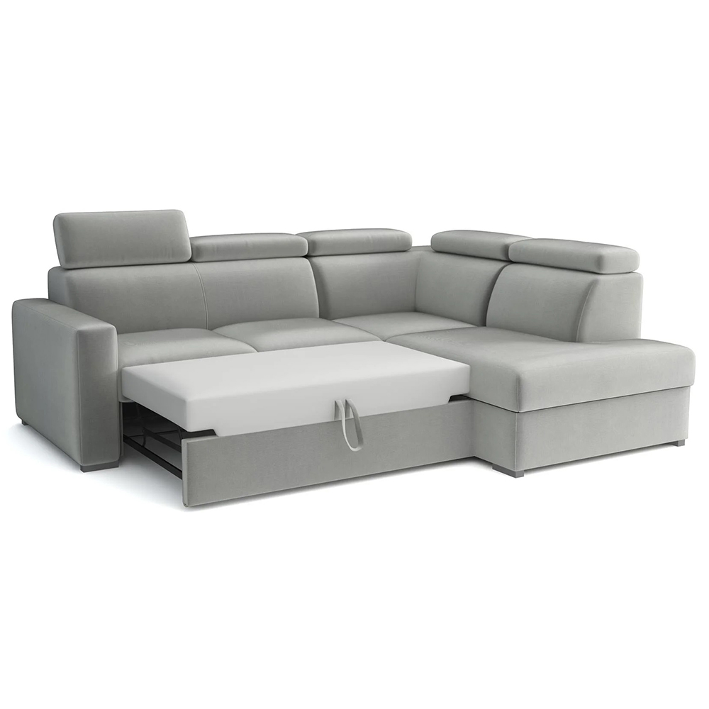 Sedací souprava PEDRO L | 250x200 cm | PRAVÁ | rozkládací + úložný prostor | polohovatelné záhlavníky | VÝBĚR TKANIN