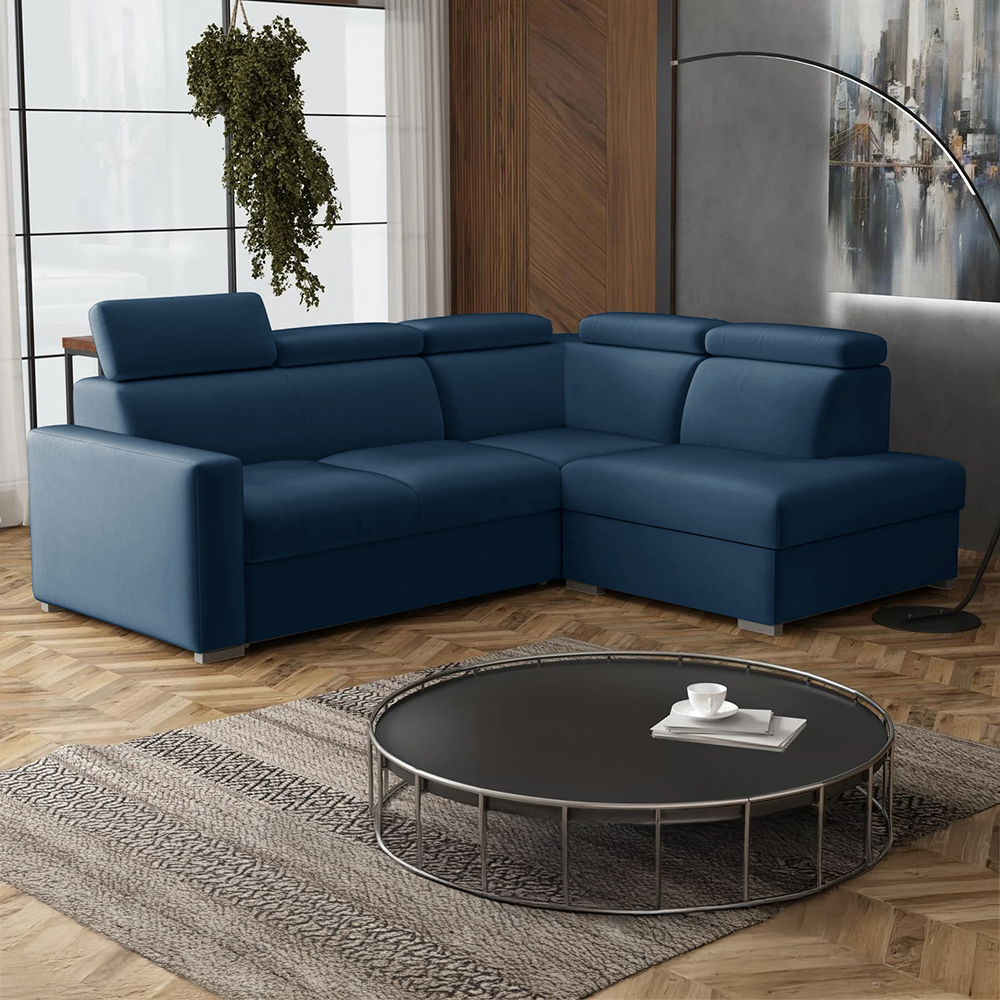 Sedací souprava PEDRO L | 250x200 cm | PRAVÁ | rozkládací + úložný prostor | polohovatelné záhlavníky | VÝBĚR TKANIN