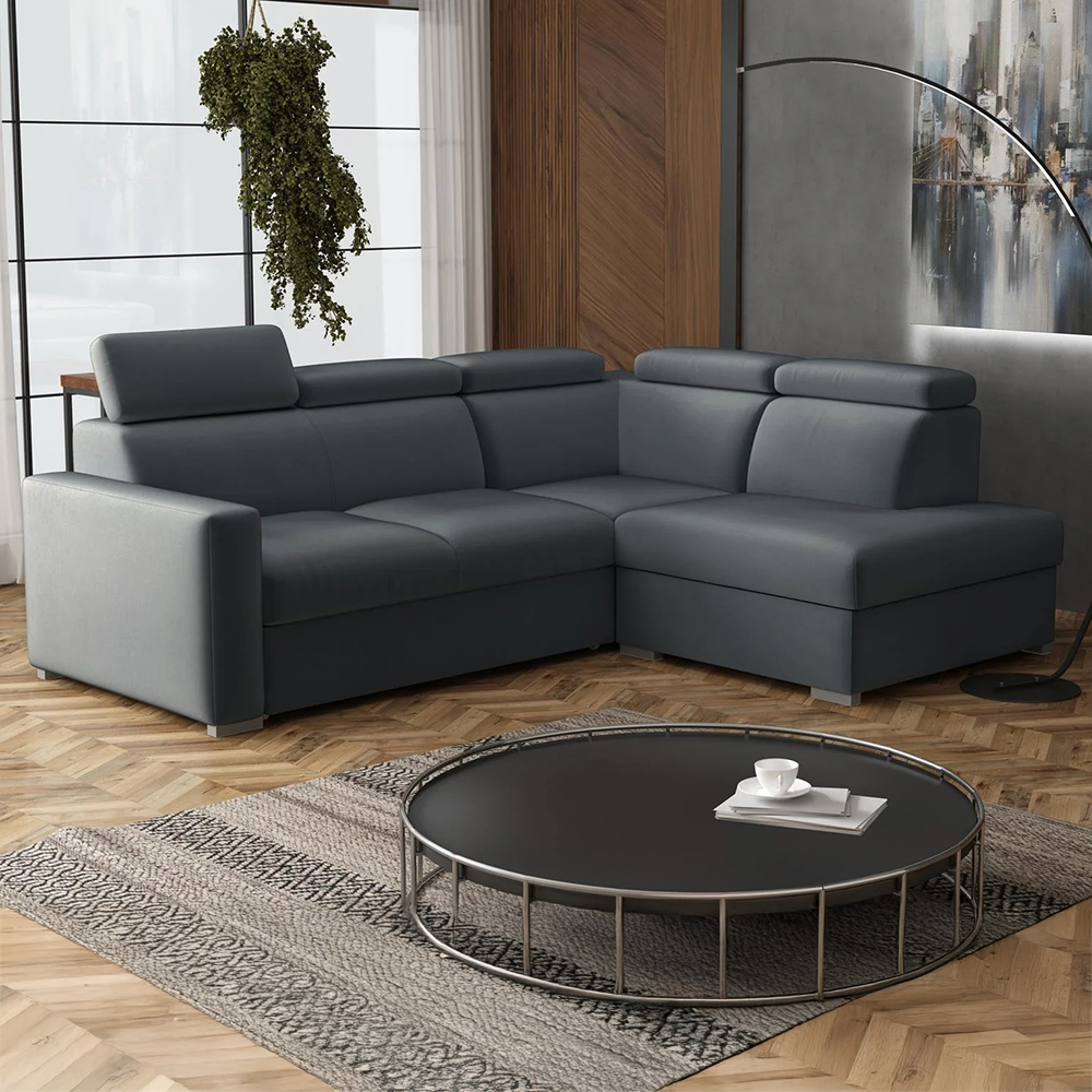 Sedací souprava PEDRO L | 250x200 cm | PRAVÁ | rozkládací + úložný prostor | polohovatelné záhlavníky | VÝBĚR TKANIN