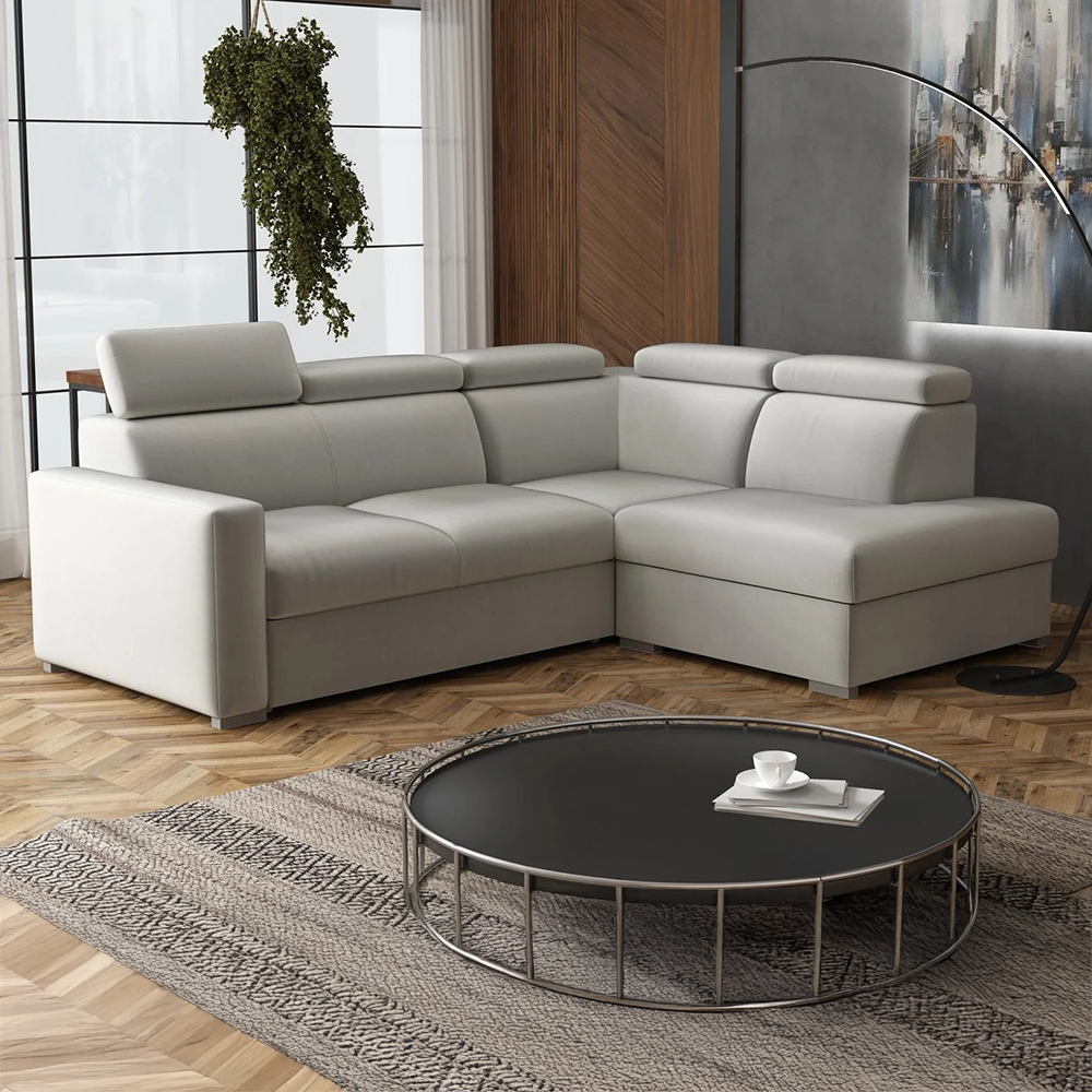 Sedací souprava PEDRO L | 250x200 cm | PRAVÁ | rozkládací + úložný prostor | polohovatelné záhlavníky | VÝBĚR TKANIN