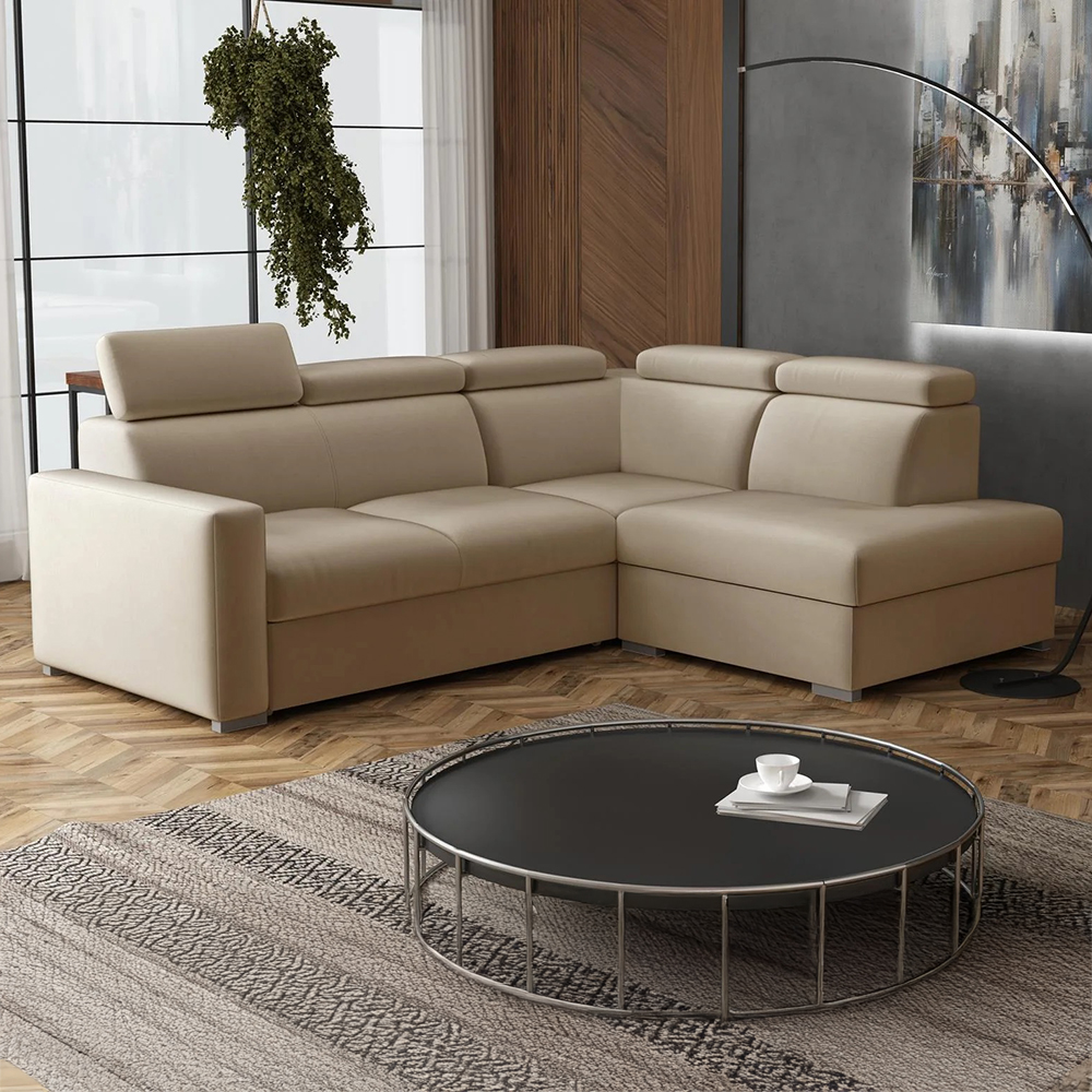 Sedací souprava PEDRO L | 250x200 cm | PRAVÁ | rozkládací + úložný prostor | polohovatelné záhlavníky | VÝBĚR TKANIN