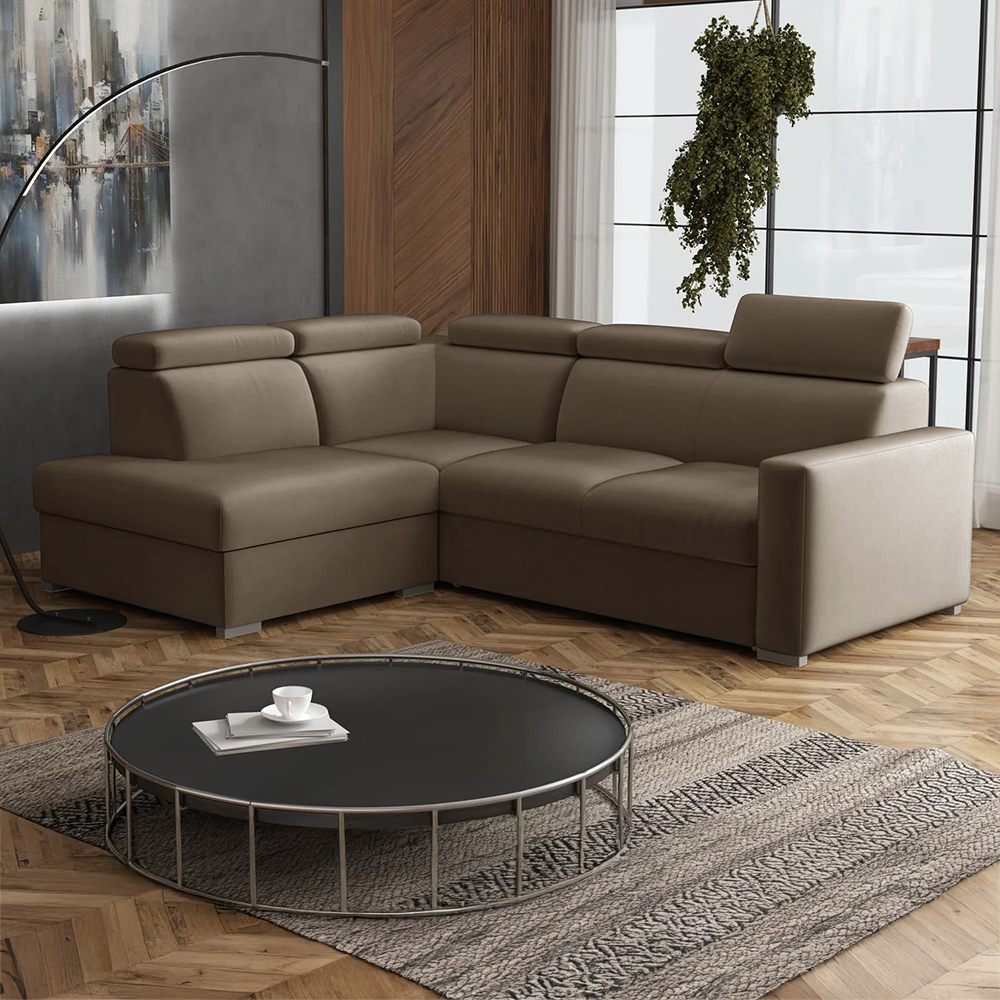 Sedací souprava PEDRO L | 200x250 cm | LEVÁ | rozkládací + úložný prostor | polohovatelné záhlavníky | VÝBĚR TKANIN