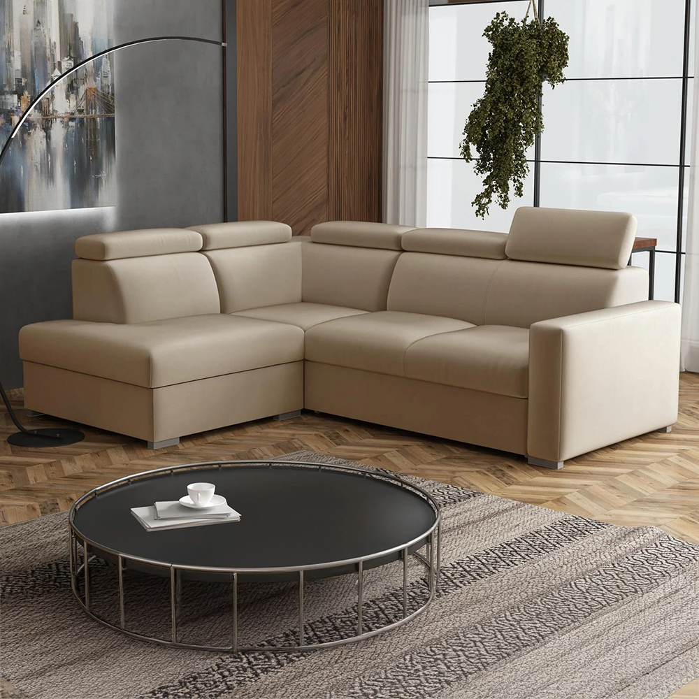 Sedací souprava PEDRO L | 200x250 cm | LEVÁ | rozkládací + úložný prostor | polohovatelné záhlavníky | VÝBĚR TKANIN