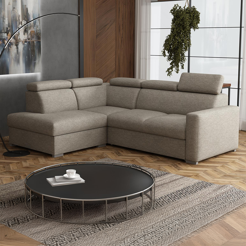 Sedací souprava PEDRO L | 200x250 cm | LEVÁ | rozkládací + úložný prostor | polohovatelné záhlavníky | VÝBĚR TKANIN