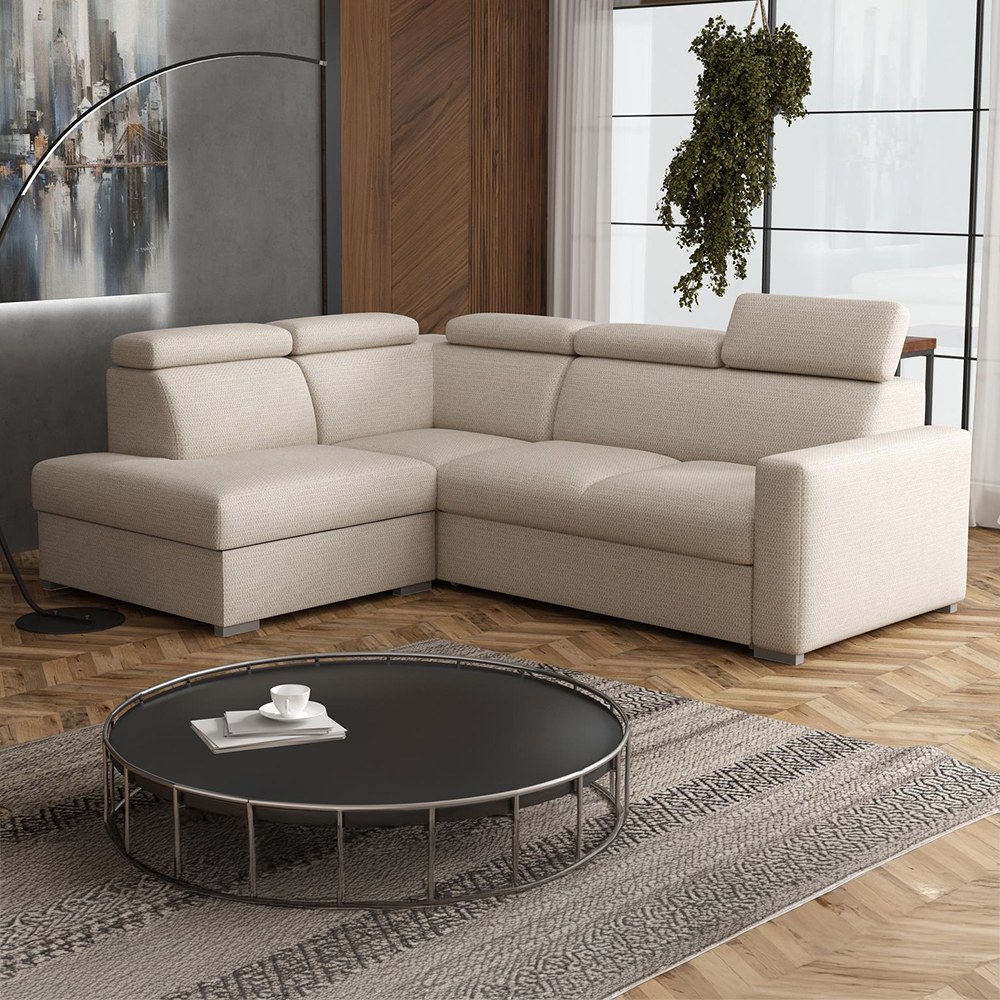 Sedací souprava PEDRO L | 200x250 cm | LEVÁ | rozkládací + úložný prostor | polohovatelné záhlavníky | VÝBĚR TKANIN