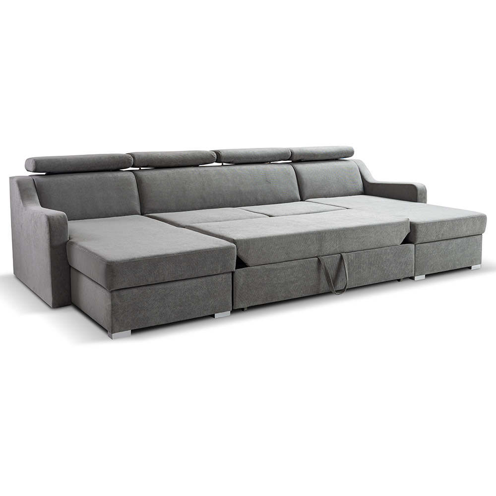 Sedací souprava MIKELI U | 158x288x158 cm | rozkládací + 2x úložný prostor | pretty 17 šedá