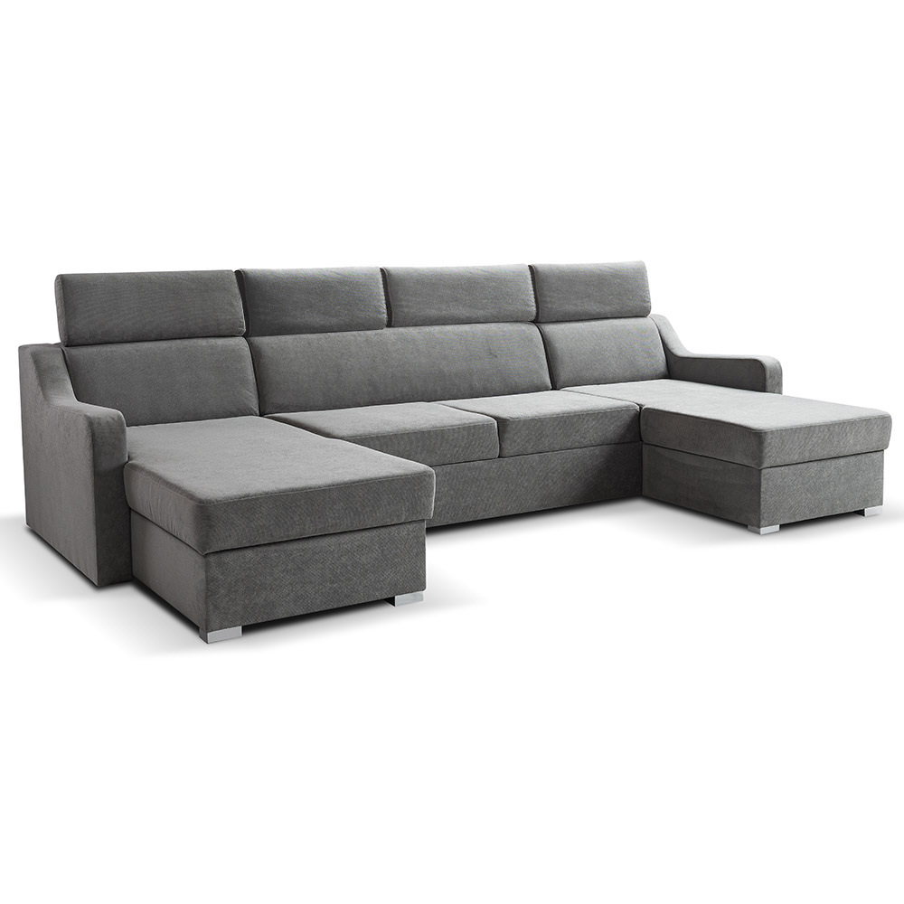 Sedací souprava MIKELI U | 158x288x158 cm | rozkládací + 2x úložný prostor | pretty 17 šedá