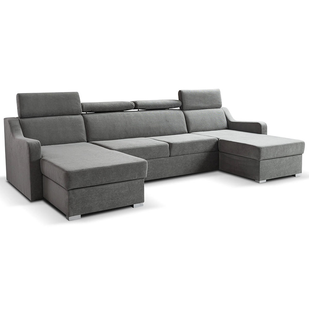 Sedací souprava MIKELI U | 158x288x158 cm | rozkládací + 2x úložný prostor | pretty 17 šedá