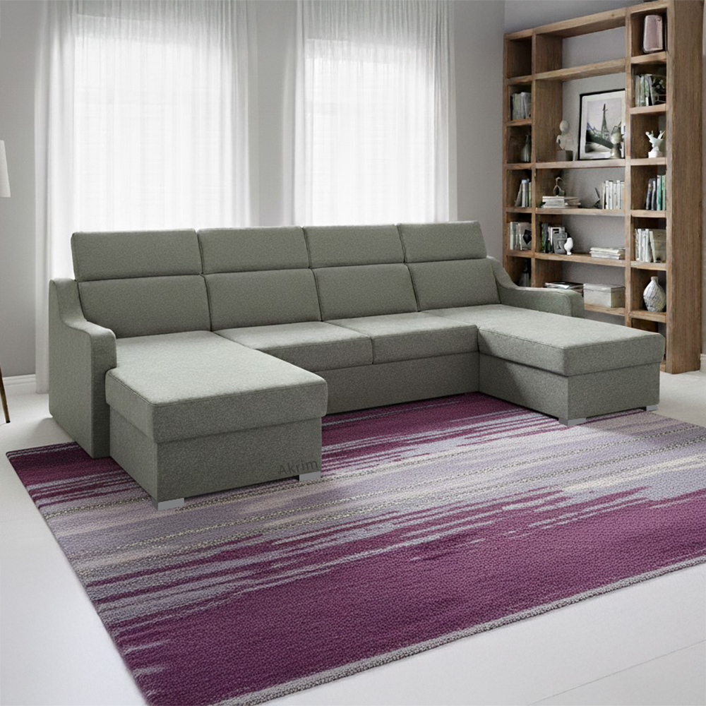 Sedací souprava MIKELI U | 158x288x158 cm | rozkládací + 2x úložný prostor | pretty 17 šedá