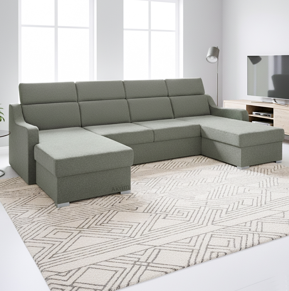 Sedací souprava MIKELI U | 158x288x158 cm | rozkládací + 2x úložný prostor | pretty 17 šedá