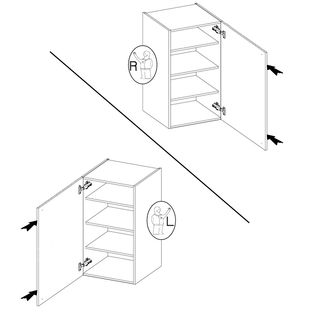 SCANDI sc | horní skříňka 50 G-90 1F s policemi | 50 cm | VYSOKÁ | šedá/rybí kost