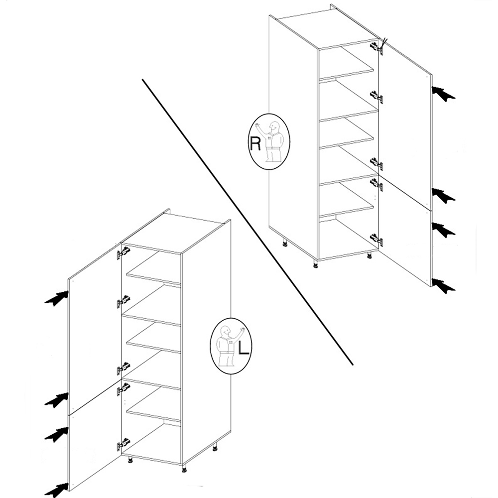 SCANDI sc | vysoká skříňka 60 DK-215 2F potravinová | 60 cm | šedá/rybí kost