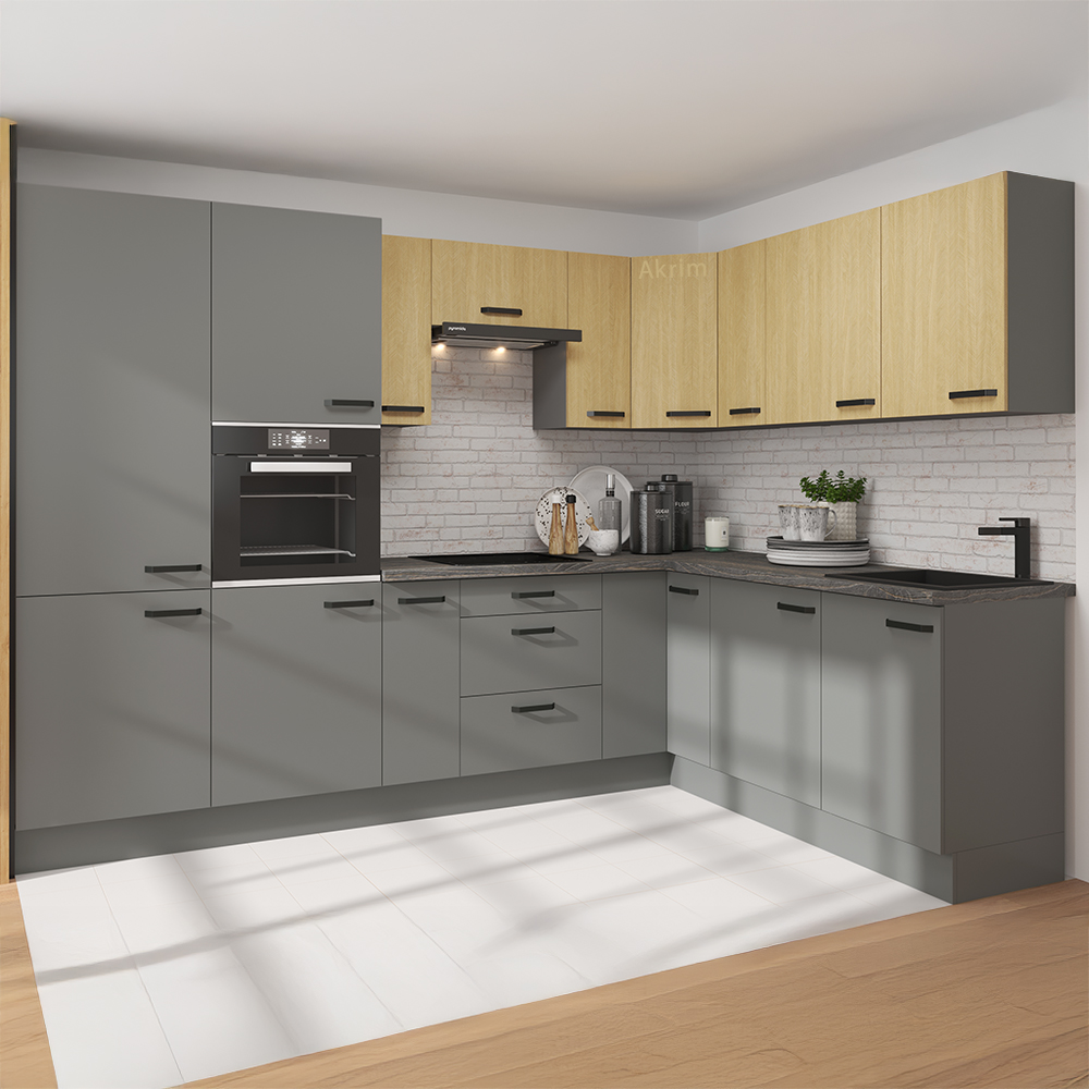 SCANDI sc | vysoká skříňka 60 DK-215 2F potravinová | 60 cm | šedá/rybí kost