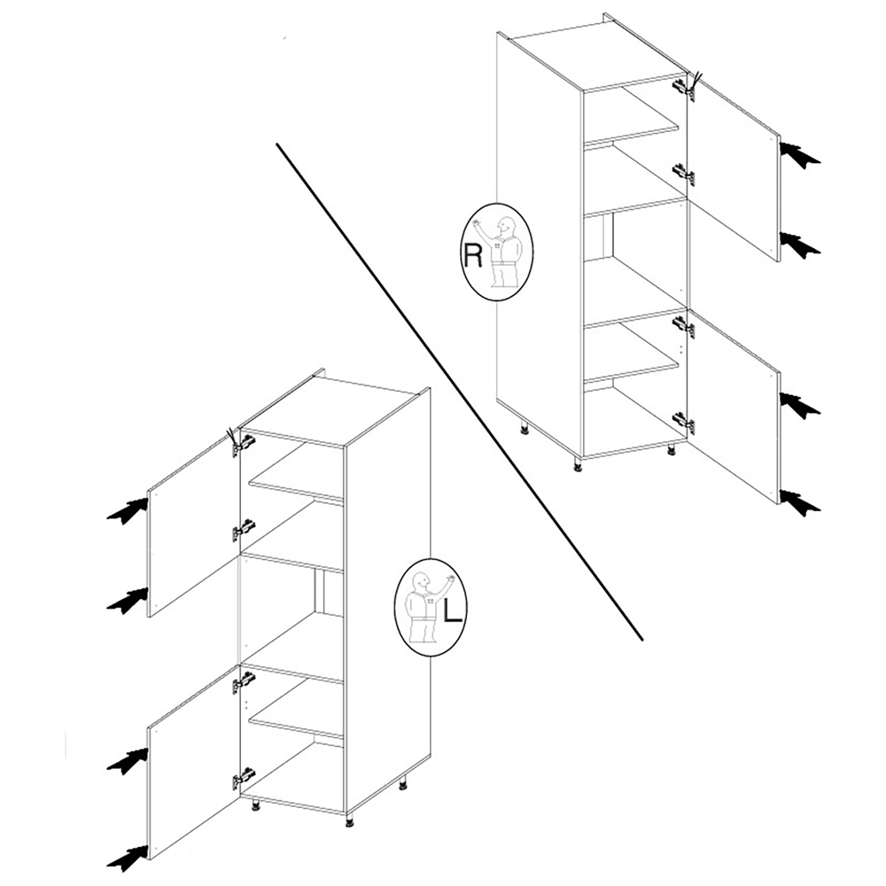 SCANDI sc | vysoká skříňka 60 DP-215 2F na vestavnou troubu | 60 cm | šedá/rybí kost