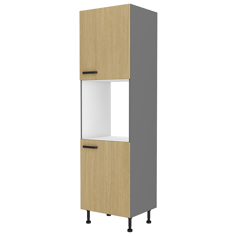 SCANDI sc | vysoká skříňka 60 DP-215 2F na vestavnou troubu | 60 cm | šedá/rybí kost