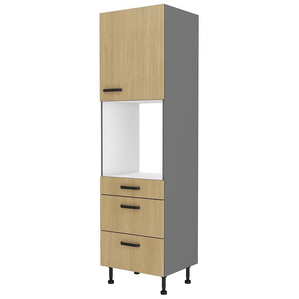 SCANDI sc | vysoká skříňka 60 DPS-215 3S1F na vestavnou troubu | PREMIUM BOX | 60 cm | šedá/rybí kost