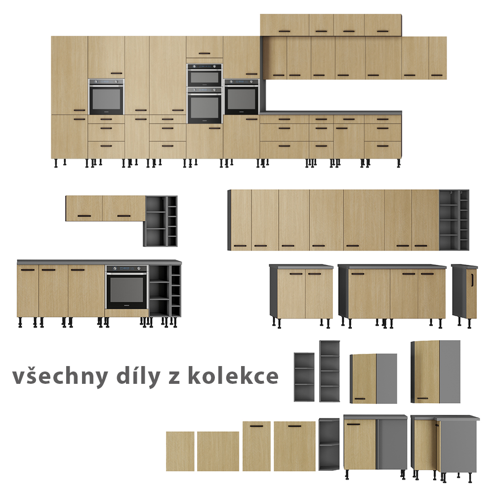 SCANDI sc | horní regál 15 G-72 OTW s policemi | 15 cm | UNI provedení | šedá