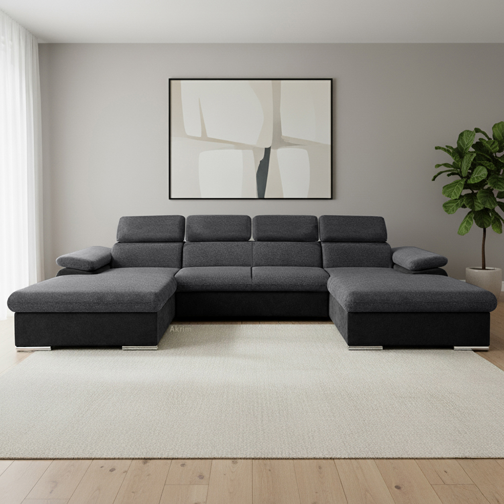 Sedací souprava COOL III | 191x350x191 cm | rozkládací + 2x úložný prostor | šedo černá 23/15