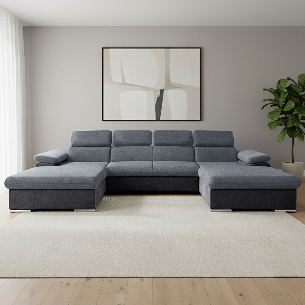 Sedací souprava COOL III | 191x350x191 cm | rozkládací + 2x úložný prostor | studená šedá 20/19