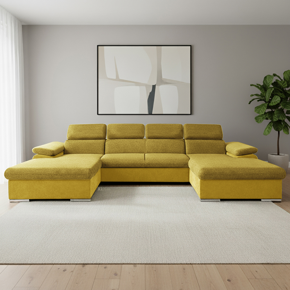 Sedací souprava COOL III | 191x350x191 cm | rozkládací + 2x úložný prostor | žlutá 07/08