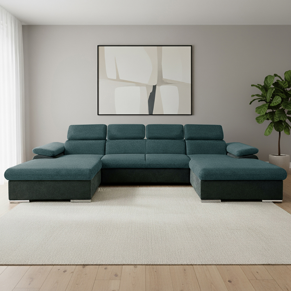 Sedací souprava COOL III | 191x350x191 cm | rozkládací + 2x úložný prostor | tyrkysová 12/24