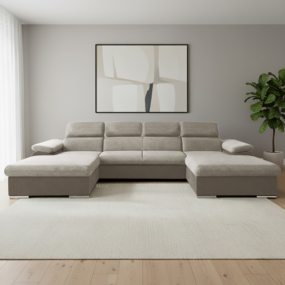 Sedací souprava COOL III | 191x350x191 cm | rozkládací + 2x úložný prostor | béžová 02/03