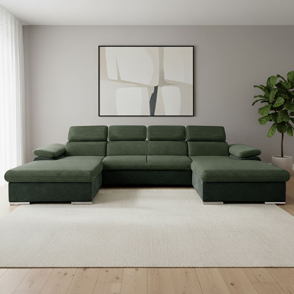 Sedací souprava COOL III | 191x350x191 cm | rozkládací + 2x úložný prostor | tmavě zelená 11/31